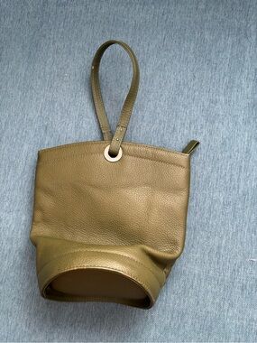 Genuine Leather Olive Green Leather Mini Wristlet Bag